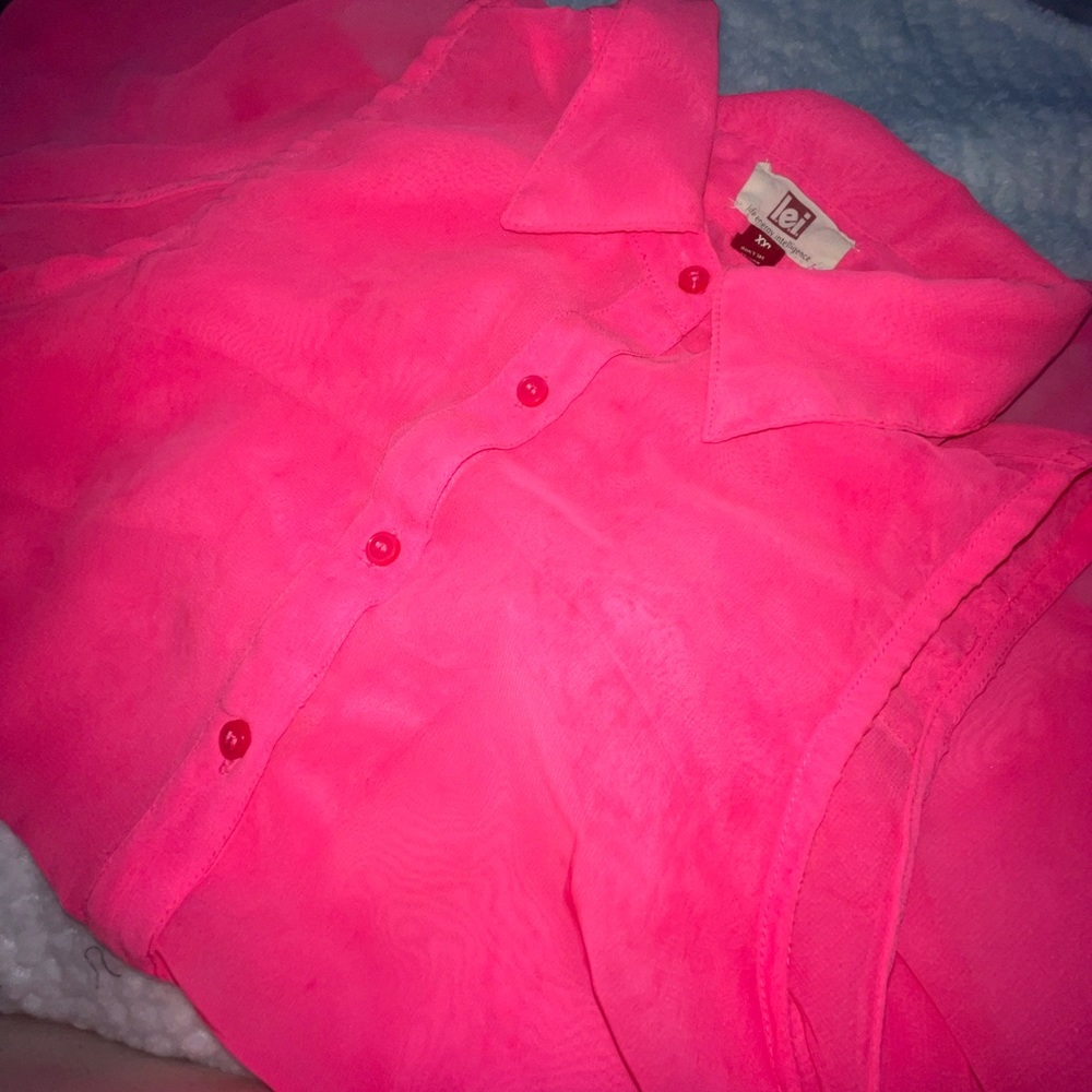 L.E.I Hot Pink Sheer Tank Cover Up